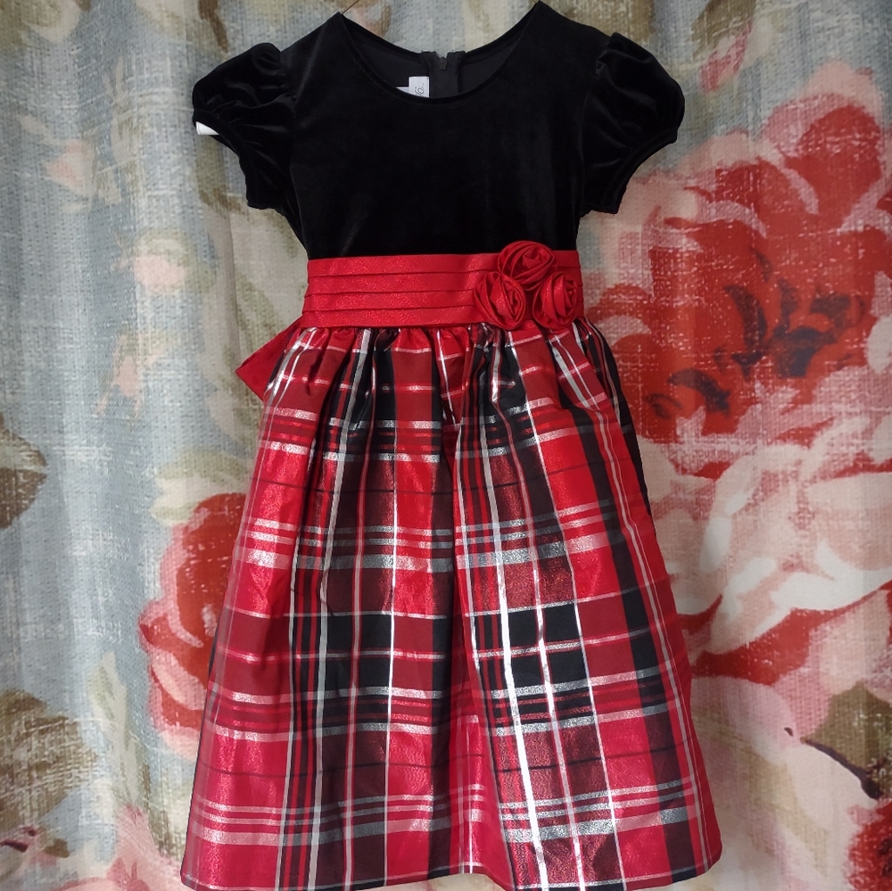 Little Girls 6x Velvet & Metallic Holiday Dress EUC